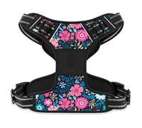 Rnivvi Arnés para Perro, con diseño de Flores Bonitas, sin tirones, tamaño Extragrande, arnés Reflectante para Cachorros, Chaleco Suave Ajustable para Perros Grandes, arnés para Mascotas con asa de