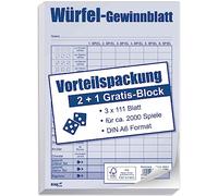 RNKVERLAG 5808-3 - Paquete de ventaja de juego de dados DIN A6, 3 bloques, 111 hojas cada uno para aprox. 2000 juegos
