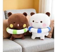 RNPKZ 2 piezas Bubu Dudu Peluche Dudu Bubu con anillo de natación, peluche BubuDududu, oso panda BubuDududu, adorable cojín de peluche suave, regalo de verano para niñas y niños