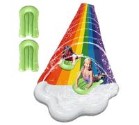 RNPKZ 480 x 140 cm tobogán acuático para jardín para niños, doble alfombrilla de deslizamiento de agua con tablas de bodyboards, tobogán acuático para niños y adultos