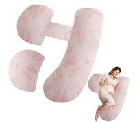 RNPKZ Almohada de embarazo ajustable, almohada de embarazo para dormir, almohada de embarazo de espuma viscoelástica para abdomen, espalda, ajustable y portátil para dormir de lado (oso rosa)