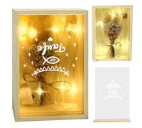 RNPKZ Bautizo regalo, bautizo de dinero, caja de madera con flores secas, tubo de ensayo, luces LED, regalos creativos para niñas y niños, fiesta de nacimiento de bebé, bautizo, niño, regalo de dinero