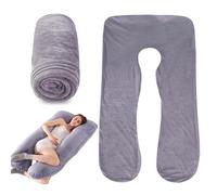 RNPKZ Funda de almohada en forma de U, funda de almohada de embarazo, cojín de embarazo, cojín cómodo, funda de repuesto para todo el cuerpo, color gris