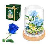 RNPKZ Juego de bloques de construcción de flores, ramo de flores inmortales con funda protectora, plantas artificiales, bloques de construcción para adultos, regalo para mamá, novia, no compatible con