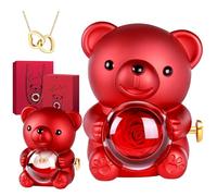 RNPKZ Oso de rosas eternas regalo para mujeres, caja de regalo, rosa eterna, rosa eterna con collar, día de la madre, día de San Valentín, cumpleaños, Navidad, regalos para mamá, novia