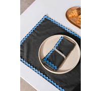 RNT by Really Nice Things Set de mesa mantel y servilletas 8 piezas 100% lino gris y azúl