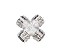 RNUMLIGH 1/4'' - 2'' Male Thread Equal Cross Type 304 Stainless Steel DN8 - DN50 Water Pipe Fitting Joint 4 Ways Connector (1-1/4")