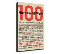 RNUMLIGH 100 Words of Fitness Inspiration Canvas Print Motivational Gym Poster for Weight Room and Home Office Decor(Framed,08x12inch(20x30cm))