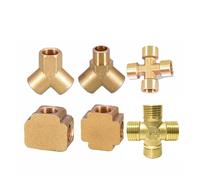 RNUMLIGH 1pc 1/8 1/4 1/2 3/4 Female Male Thread tee/Cross/Square Type Reducing Copper Butt Joint Adapter Adapter Coupler Brass Fittings (1l2 Cross 4 Way F)