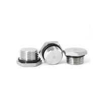 RNUMLIGH 1PC M27x1.5 Metric Male Thread 304 Stainless Steel Sealing Ring Hex Head End Cap Screw Pipe Fitting