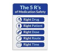 RNUMLIGH 5 Rights Medication Educational Wall-Art for Healthcare Professional Office(Framed,12x18inch(30x45cm))