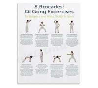 RNUMLIGH 8 Brocades Qi Gong Exercises Poster Ba Duan Jin Routine for Mind Body Balance Wall-Art for Home Practice Room Decor(Unframed,16x24inch(40x60cm))