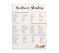 RNUMLIGH Academic Writing Poster Essay Sentence Starters Reference Chart Canvas Wall-Art for Students Teachers(Framed,08x12inch(20x30cm))