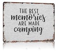 RNUMLIGH Adventure Wall-Art The Best Memories Are Made Camping Funny Vintage Tin Sign for Camper Van Cabin Decor Rustic Porch Patio 8 X 12 in