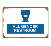 RNUMLIGH All Gender Restroom Access Metal Sign Modern Home Art 12x8 Inch