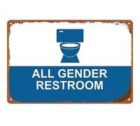 RNUMLIGH All Gender Restroom Metal Sign Inclusive Bathroom Wall Decor 12x8 Inch