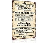 RNUMLIGH Aluminum Funny Sign with Bathroom Rules Retro Wall Decor for Home 8 X 12 in