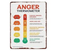 RNUMLIGH Anger Thermometer Metal Sign Emotion Regulation Chart Wall Decor for Home Office Classroom 8 X 12 in