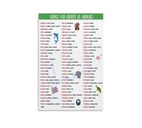 RNUMLIGH Animal Group Names & Collective Nouns Poster, Educational Terminology Wall-Art for Classroom Decor, Teacher Gift(Framed,16x24inch(40x60cm))