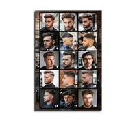 RNUMLIGH Barber Fade Haircuts Poster Mens Grooming Chart Canvas Wall-Art for Modern Barbershop Decor Urban Salon Grand Opening Gift(Framed,12x18inch(30x45cm))