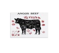 RNUMLIGH Beef Cuts Chart Poster Butcher and Steak Guide Canvas Wall-Art for Kitchen Dining Room Decor(Framed,16x24inch(40x60cm))