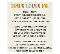 RNUMLIGH Bible Verse Wall-Art Jesus Loves Me Christian Canvas Print for Home Office Church Nursery Sunday School Decor(Framed,16x24inch(40x60cm))