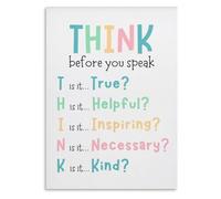RNUMLIGH Boho Classroom Poster Think Before You Speak Sign Printable Wall-Art Rules Decor Canvas Print for Teacher School Home(Unframed,08x12inch(20x30cm))