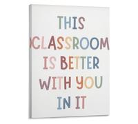 RNUMLIGH Boho Classroom Poster This Is Better With You In It Sign Inspirational Wall-Art Canvas Print for Teacher Decor(Framed,08x12inch(20x30cm))