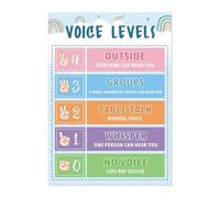 RNUMLIGH Boho Classroom Voice Level Poster Noise Chart Rules Sign for Teachers Pre-k Elementary Back to School Decor Supplies(Unframed,16x24inch(40x60cm))