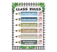 RNUMLIGH Boho Pencil Classroom Rules Poster for Teachers Elementary Preschool Kindergarten Back to School Decor Must Haves(Framed,12x18inch(30x45cm))