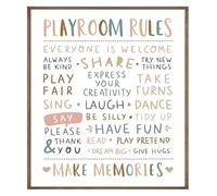 RNUMLIGH Boho Playroom Rules Poster Room Wall-Art for Toddler Boy Girl Nursery Decor Montessori Inspired Gentle Parenting Behavior Chart Canvas(Framed,12x18inch(30x45cm))