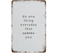 RNUMLIGH Bold Do One Thing Every Day That Scares You Faded Lettering Tin Sign Vintage Decor For Dance Studio Ballet Barre Zumba Room 8 X 12 inch