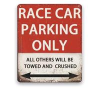 RNUMLIGH Boys Room Decor Race Car Parking Only Vintage Tin Sign Toy Basement Wall-Art Gift Boy 8 X 12 in