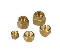 RNUMLIGH Brass Forged 7/16"-17/16" UNF Hex Nut 45 Degree SAE-Standard 1/4" 3/8" 1/2" 3/4" Inch Flare Pipe Fitting Adapter Air Conditioner (22.22mm 7l8 SAE 104g,One Size)