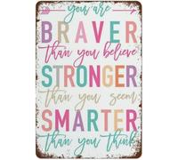 RNUMLIGH Brave Quote Metal Sign You Are Braver Than Believe Vintage Wall Decor For Toddler Girl Room 8 X 12 in