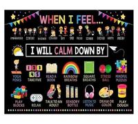 RNUMLIGH Calm Down Poster for Classroom I Will Strategies Wall-Art Calming Corner Decor Back to School Supplies(Unframed,16x24inch(40x60cm))