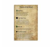 RNUMLIGH Catholic Rosary Prayer Guide Canvas Wall-Art How To Pray The Poster for Home Space or Classroom(Framed,16x24inch(40x60cm))