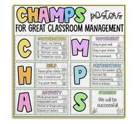 RNUMLIGH CHAMPS Posters Classroom Management Behavior Chart Canvas Print Wall-Art for Elementary School Teacher Office Decor(Framed,16x24inch(40x60cm))