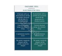 RNUMLIGH Chemistry Classroom Decor Galvanic Voltaic vs Electrolytic Cell Diagram Educational Canvas Print for Engineering Students(Framed,16x24inch(40x60cm))