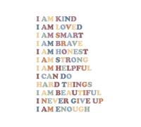 RNUMLIGH Childrens Room Decor Affirmations Wall-Art Canvas Print Motivational I Am Kind Enough Inspirational Gift(Unframed,08x12inch(20x30cm))
