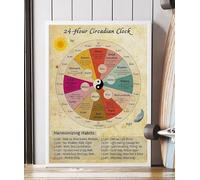 RNUMLIGH Chinese Medicine Body Clock Poster - Circadian Rhythm Chart in Vintage Style, Framed Art Print for Clinic and Home Office(Unframed,16x24inch(40x60cm))