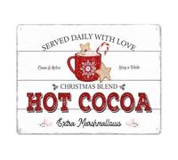 RNUMLIGH Christmas Cocoa Sign Vintage Metal Tin Retro Winter Wall Decor for Kitchen Cafe Coffee Bar Home Holiday Cozy 8 X 12 inch