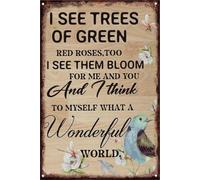 RNUMLIGH Classic Metal Sign I See Trees Of Green Red Roses Too Them Bloom Rustic Home Decor Bedroom Entryway 8 X 12 in
