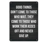 RNUMLIGH Classic Tin Sign Never Back Down Motivation Artwork For Store Cafe Restaurant Pub Game Room Theater 8 X 12 inch