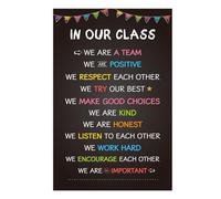 RNUMLIGH Classroom Rules Poster for Decor Back to School Teacher Must Haves Preschool Kindergarten Elementary Middle High(Framed,08x12inch(20x30cm))