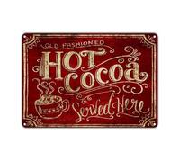 RNUMLIGH Cocoa Served Here Metal Tin Sign Vintage Retro Wall-Art for Kitchen Coffee Bar Home Cafe Dining Room Decor 8 X 12 inch