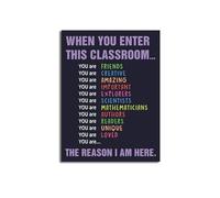 RNUMLIGH Colorful Lettering Painting Classroom Rules Art Print Inspirational Educational Poster for Room Decor(Framed,12x18inch(30x45cm))