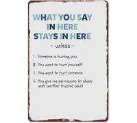 RNUMLIGH Confidentiality and Privacy Aluminum Metal Sign What You Say In Here Stays In Wall-Art for Counseling Office Room 8 X 12 in