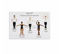 RNUMLIGH Dance Education Poster, Basic Ballet Positions of Feet & Arms, Elegant Wall Chart for Studio Home Practice(Framed,12x18inch(30x45cm))