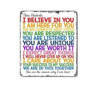 RNUMLIGH Dear Student I Believe In You Sign Aluminum Tin Plaque Motivational Classroom Decor Teacher Gift for Desk Office School Encouragement Wall-Art 8 X 12 inch